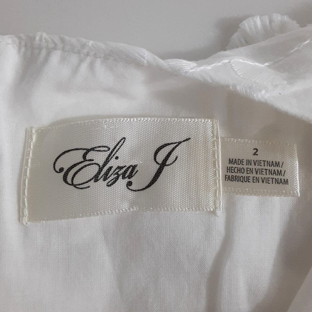 Eliza J White Bell Sleeve Mini Dress Womens 2 Boho Princess Bridal Shower Gypsy - Picture 9 of 15